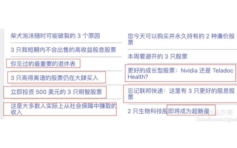 股票推荐列表，包含多个投资建议标题