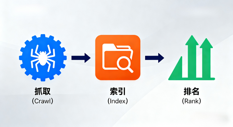 搜索引擎的3个核心阶段：抓取（Crawl）、索引（Index）和排名（Rank）