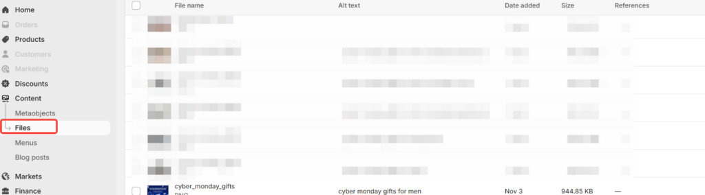 左侧导航栏中显示“files”选项，背景为浅灰色。