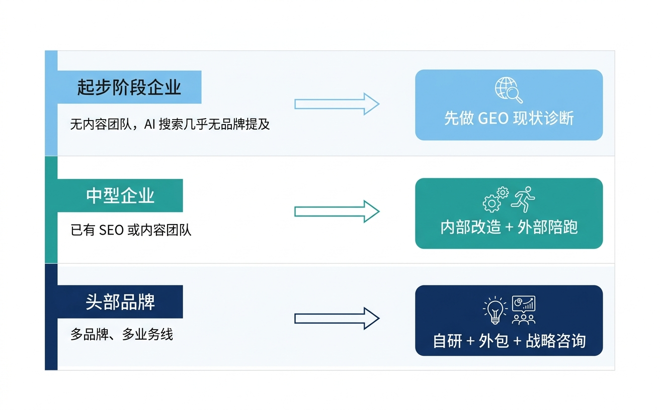 图表展示了不同阶段企业的发展及所需资源，包括初创企业、中型企业和头部品牌。
